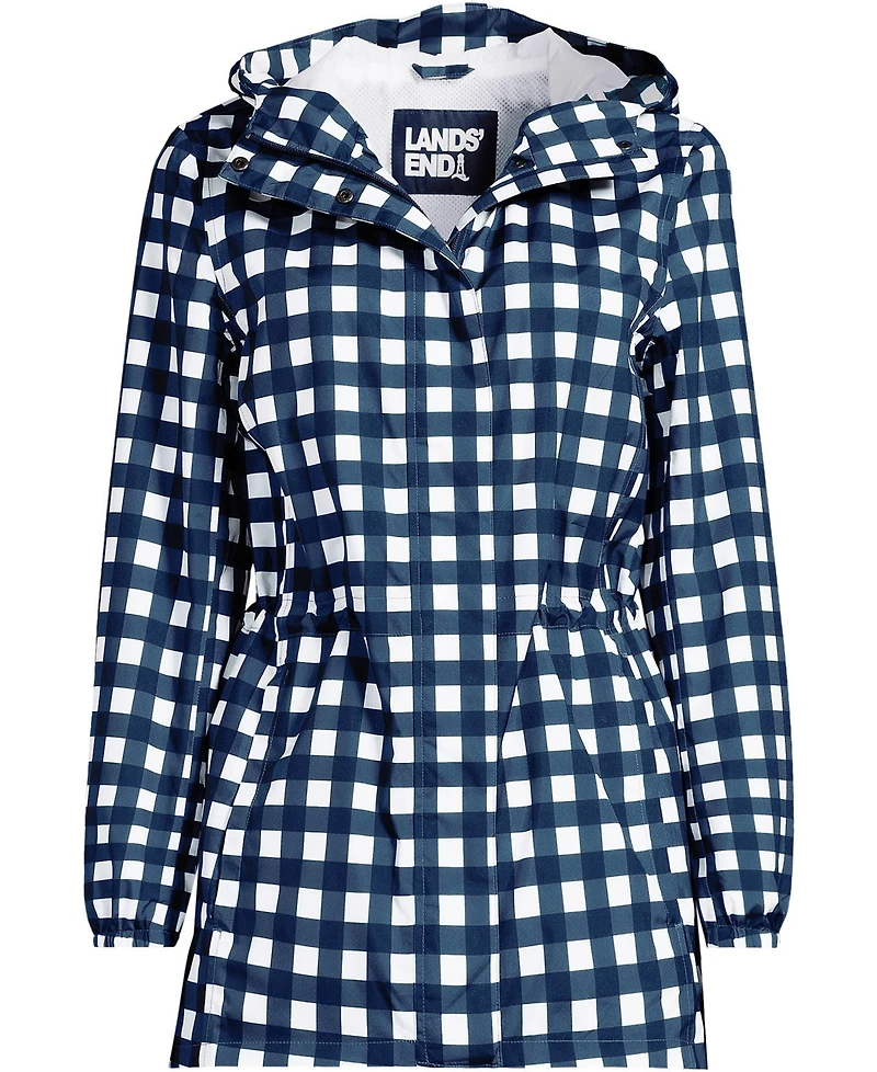 Lands' End Plus Print Waterproof Hooded Packable Raincoat