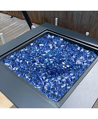 Sugift 10LBS Reflective Smokeless Fire Glass for Fire Pit Table 1/4 in Crushed Tempered Glass