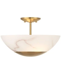 Possini Euro Design Monza 14 1/2"W Brass Faux Alabaster 2-Light Ceiling Light