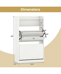 Gouun Shoe Storage Cabinet Hidden Shoe Rack with 2 Flip Drawers Adjustable and Removable Shelves