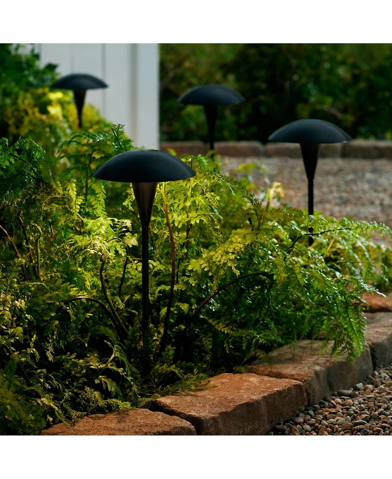 John Timberland Grant High Mid Century Modern Outdoor Landscape Mushroom Path Lights Porch House Set of 2 Led Bulb Metal