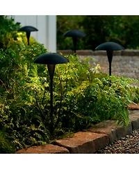 John Timberland Grant High Mid Century Modern Outdoor Landscape Mushroom Path Lights Porch House Set of 2 Led Bulb Metal