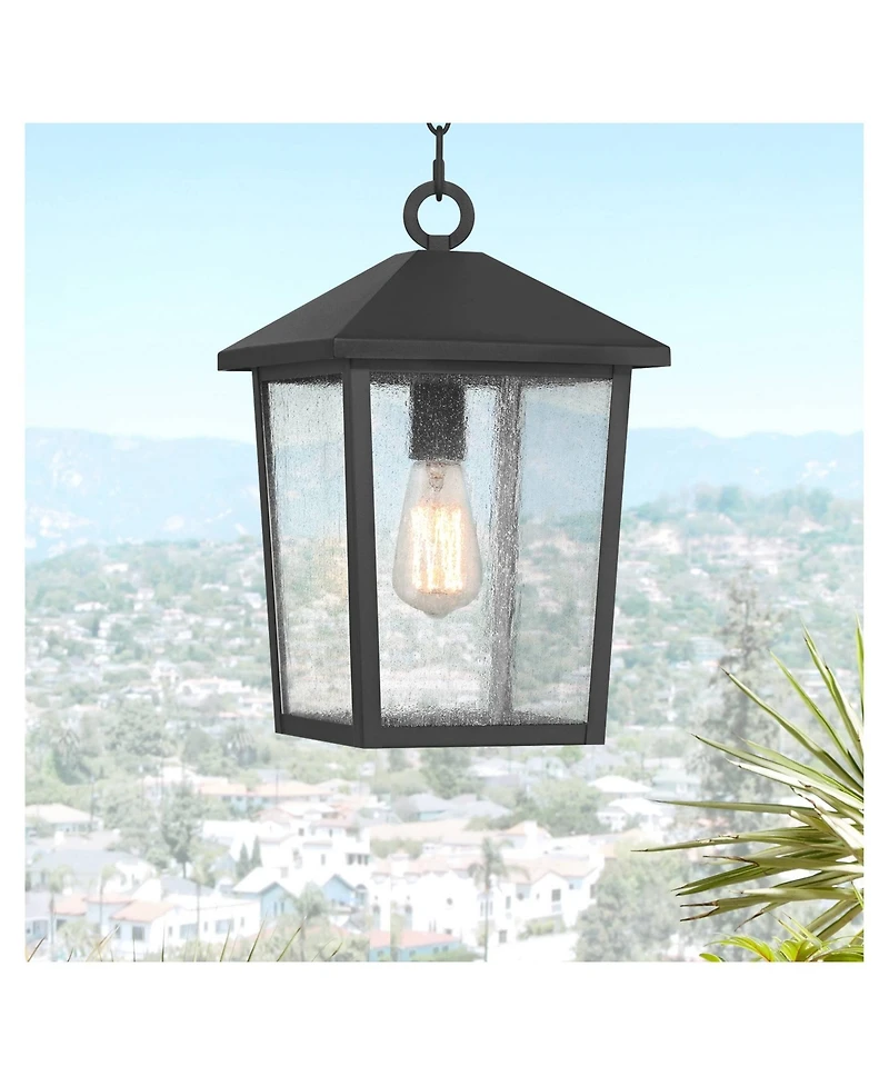 John Timberland Westmont High Modern Outdoor Pendant Light Fixture Ceiling Porch House Hanging Sand Glass Shade