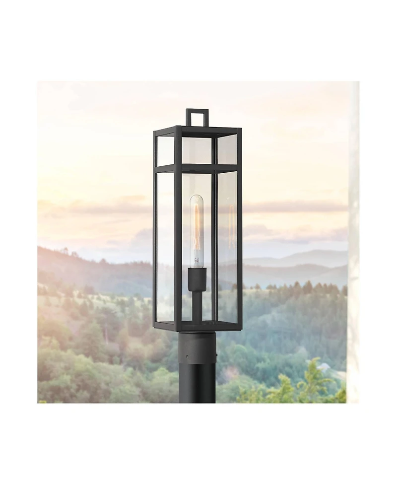 John Timberland San Lucas High Modern Outdoor Post Light Fixture Pole Porch Weatherproof Sand Metal Glass Shade
