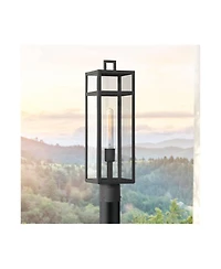 John Timberland San Lucas High Modern Outdoor Post Light Fixture Pole Porch Weatherproof Sand Metal Glass Shade