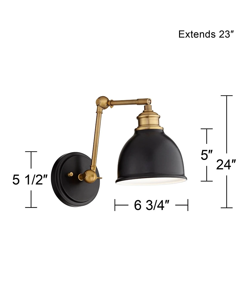 Barnes and Ivy Sania Modern Swing Arm Wall Lamp Brass Plug-in Light Fixture Adjustable Up Down Shade for Bedroom Bedside Living Room Home House