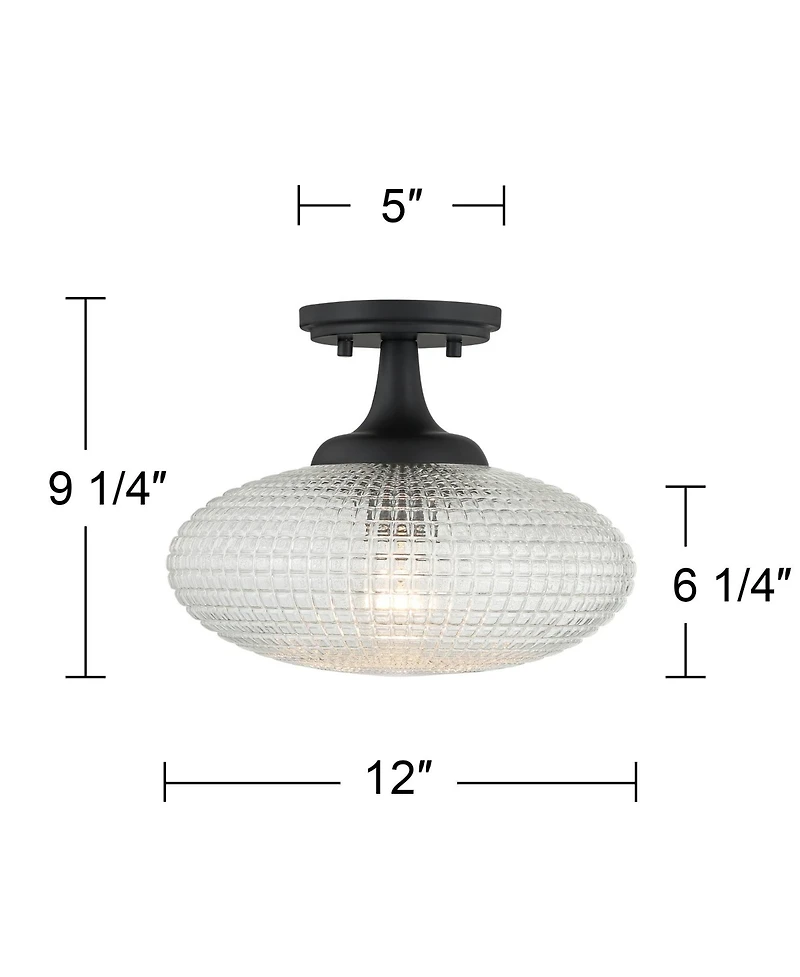 Possini Euro Design Possini Euro Voltri 12"W Matte and Vintage Glass Ceiling Light