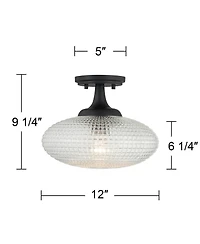 Possini Euro Design Possini Euro Voltri 12"W Matte and Vintage Glass Ceiling Light