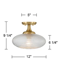 Possini Euro Design Possini Euro Voltri 12"W Warm Brass and Vintage Glass Ceiling Light
