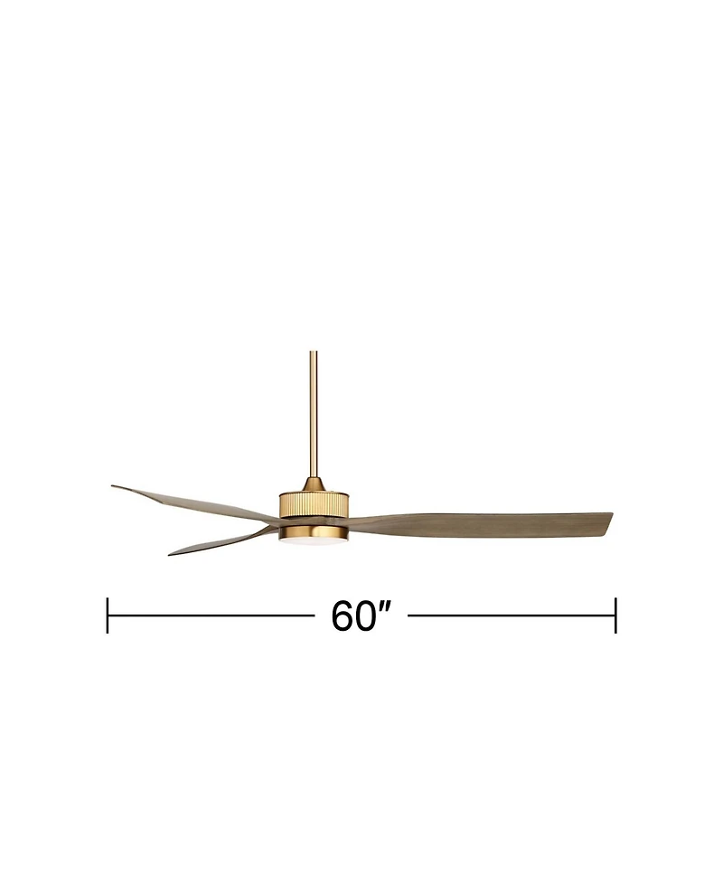 Casa Vieja 60" Montage Soft Brass Led Damp Rated Fan with 12" Rod