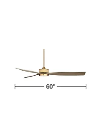 Casa Vieja 60" Montage Soft Brass Led Damp Rated Fan with 12" Rod