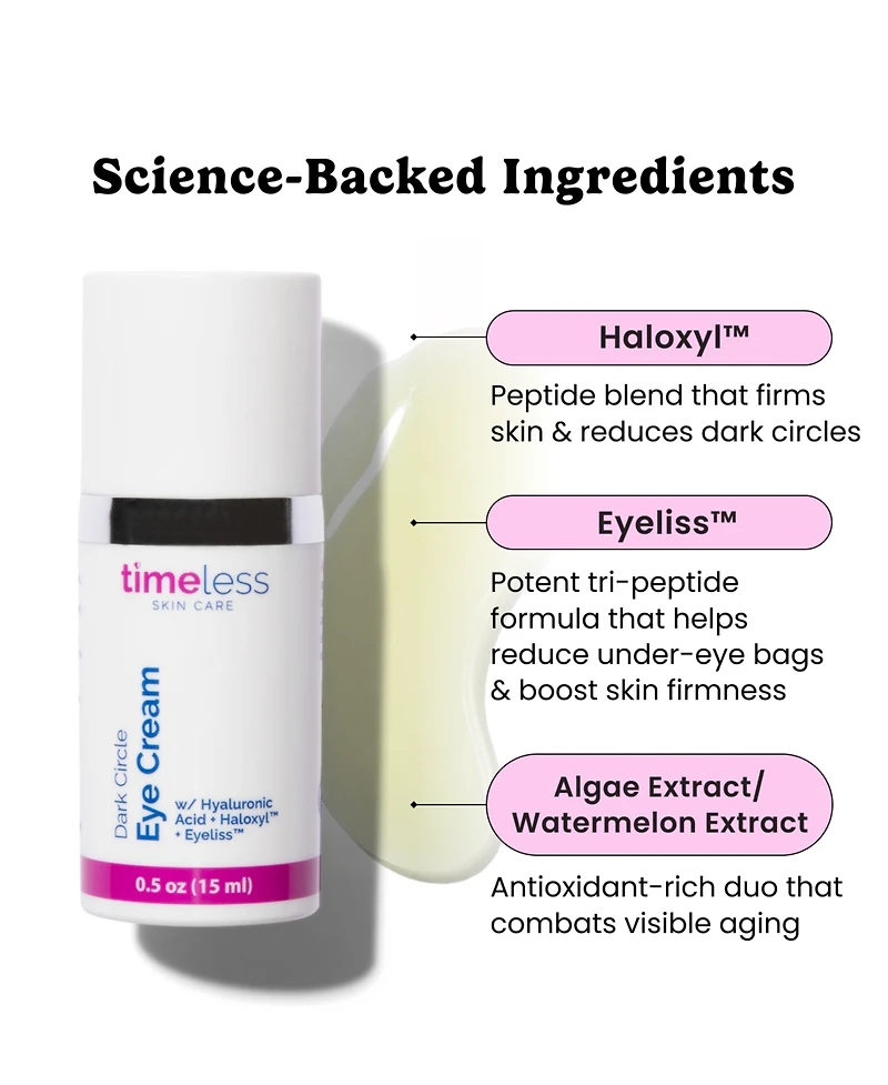 Timeless Skin Care Dark Circle Peptide Complex Eye Cream 0.5oz