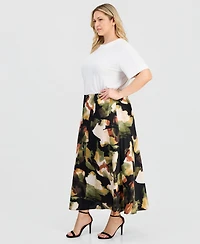 Anne Klein Plus Pull-On Bias Flared Skirt