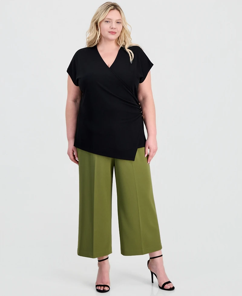 Anne Klein Plus Size Side Button Wrap Shirt