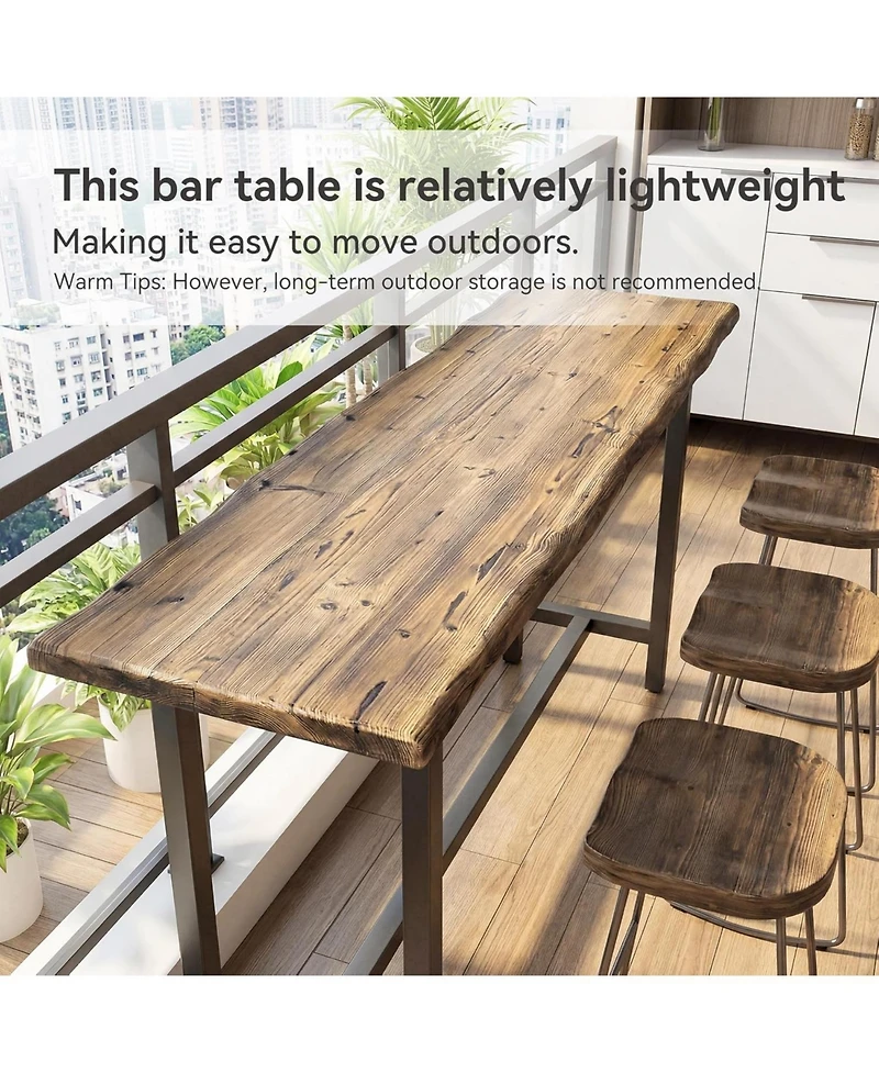 Tribesigns 63'' Solid Bar Table for 4-6, Counter Height Table with Metal Footrest