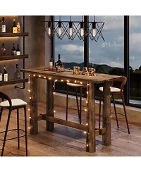 Tribesigns 63" Solid Wood Bar Table, Tall Pub Table for 4-6 People, Kitchen Counter Height Table for Dining & Home Bar