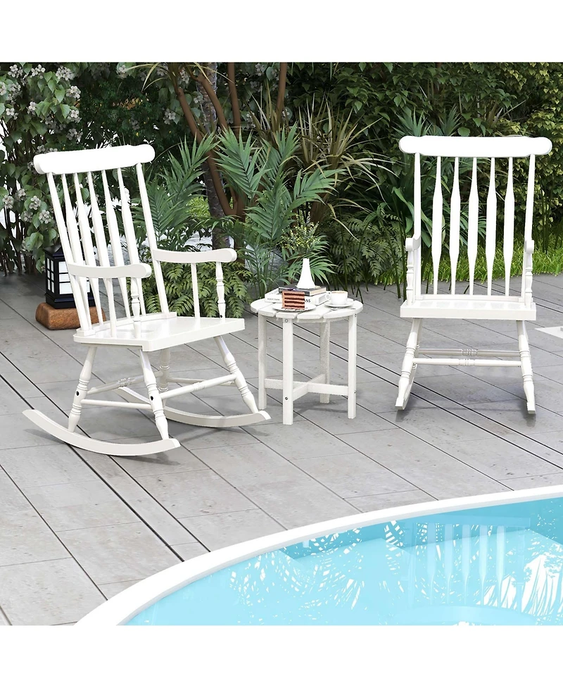 Gymax 2PCS Wooden Rocking Chair Single Rocker Indoor Garden Patio Yard