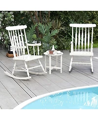 Gymax 2PCS Wooden Rocking Chair Single Rocker Indoor Garden Patio Yard