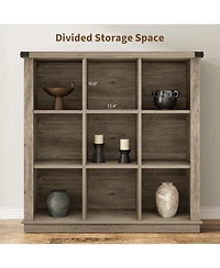 gaomon 9-Cube Storage Organizer Bookshelf, 4-Tier Farmhouse Horizontal Bookcase, Wood Storage