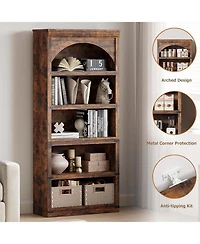 gaomon Tall Farmhouse Arched Bookcase