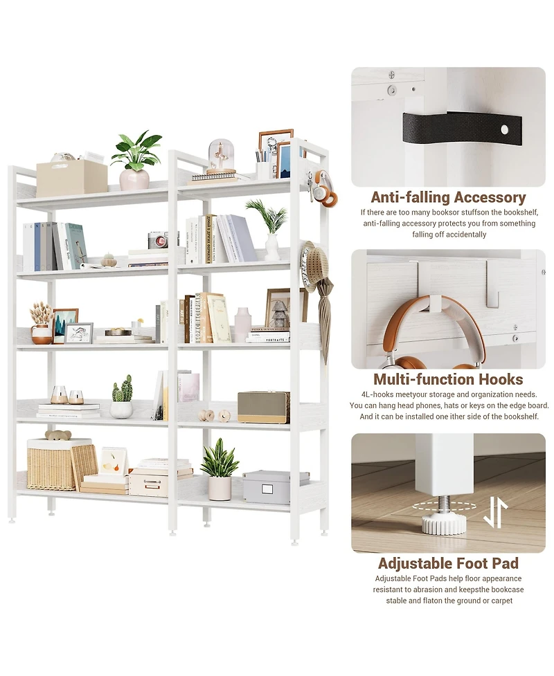 gaomon 5-Tier Convertible Retro Corner Bookshelf