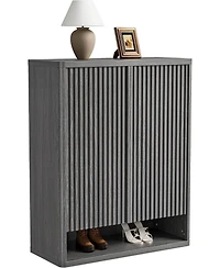 gaomon 63 Inch Shoe Cabinet, Large Shoe Storage Cabinet with Adjustable Shelves, Wooden Shoe Organizer with Fluted Door Holds 50-60 Pairs for Entryway