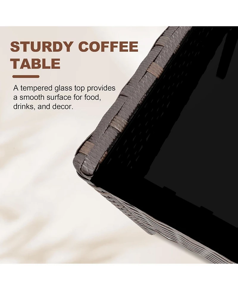 gaomon 4 Pieces Patio Furniture Set, Outdoor with Soft Cushions and Coffee Table, All-Weather Rattan Set Seats