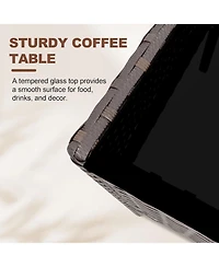 gaomon 4 Pieces Patio Furniture Set, Outdoor with Soft Cushions and Coffee Table, All-Weather Rattan Set Seats