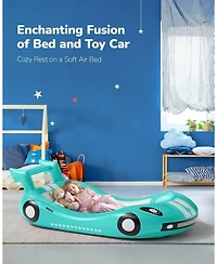 Qpau Inflatable Toddler Travel Bed with Side Rails, Portable Toddler Air Mattress for Camping and Travel, Hand Pump Included