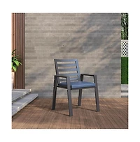 LeisureMod Chelsea Outdoor Dining Armchair Set of 2, Modern Patio Chair with Aluminum Frame, Weather Resistant Uv-Protected Cushions Olefin Fabric
