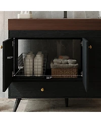 Sillysis 36" Freestanding Bathroom Vanity with Sintered Stone Top, Ceramic Sink, 5 Drawers and Double Door for Modern Bathrooms