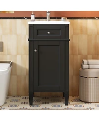 Sillysis 16 Inch French Modern Freestanding Bathroom Vanity with Ceramic Sink and Soft Close Door for Small Spaces