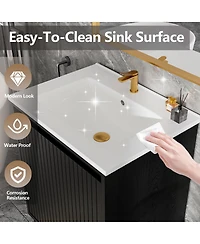 Sillysis 24" Bathroom Vanity with Sink, Floor Standing or Wall Mounted, Large Storage Waterproof Cabinet for Small