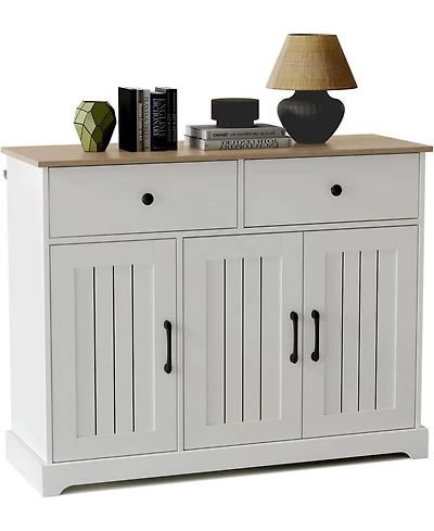 gaomon Kitchen Storage Cabinet, 42" Sideboard Buffet Cabinet with Drawers, Modern Farmhouse Coffee Bar Station with Adjustable Shelves and Doors