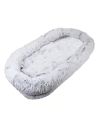 Zeus and Ruta Orthopedic Cat Bed with Washable Faux Fur for People and Pets