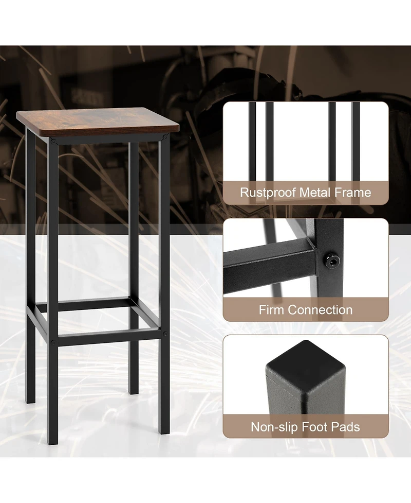 Sugift Counter Height Bar Stools Set of Two with Metal Legs and Footrest