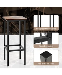 Sugift Counter Height Bar Stools Set of Two with Metal Legs and Footrest