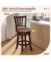 Sugift Counter Height Swivel Bar Stools Set of Two with Wood Frame