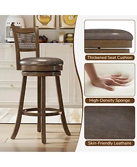 Sugift Swivel Counter Height Bar Stools Set of Two with Rattan Back