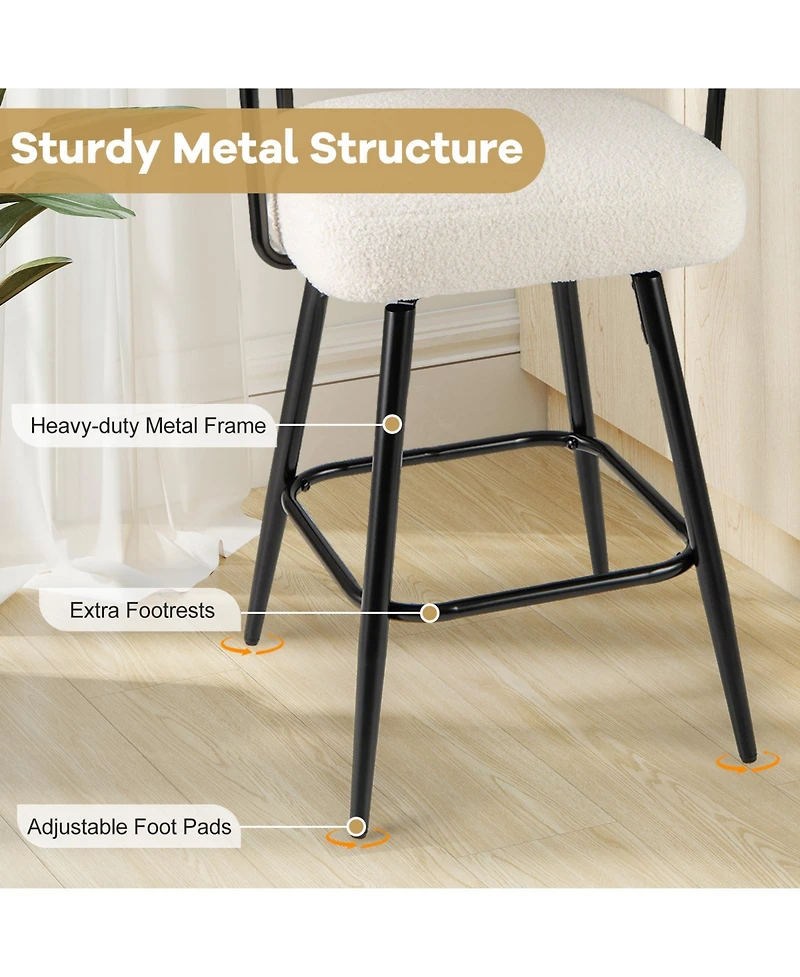 Sugift Swivel Counter Height Bar Stools Set of Two with Curved Back