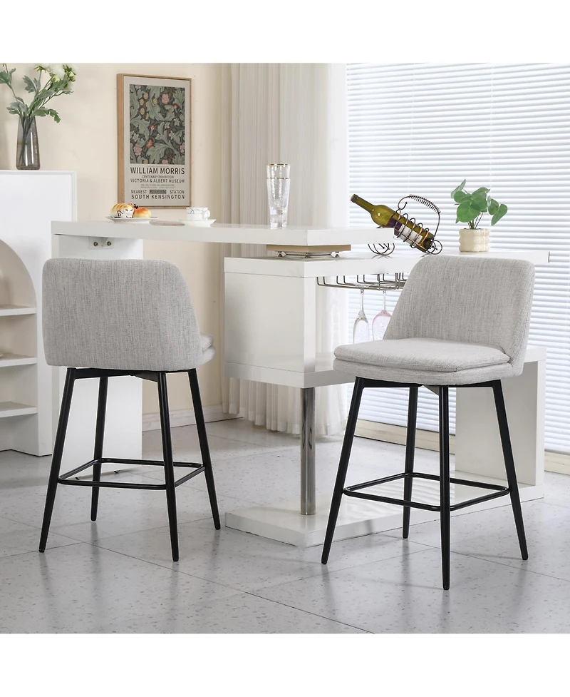 Clihome Set of 2 Counter Height Swivel Bar Stools, Barstools, 25.6" Seat Stools