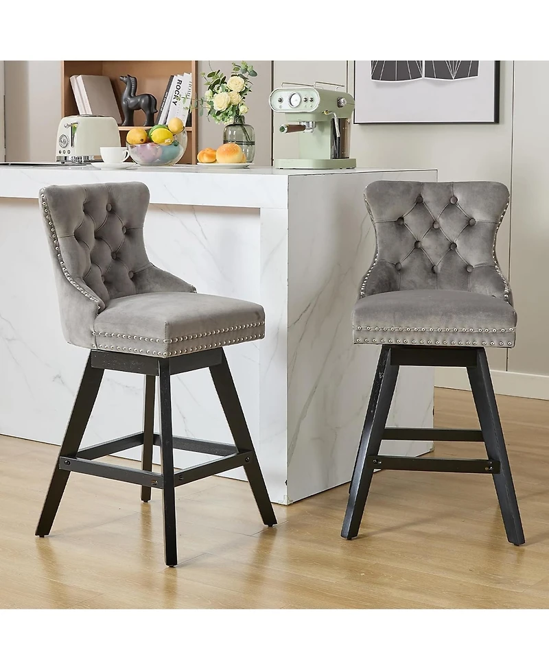 Rainsken Velvet Bar Stools Set of 2
