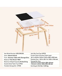 Mecale Kids Sensory Table, 3 Foldable Storage Bins, Double-Sided Board, Indoor/Outdoor Sand & Water Play, Wooden