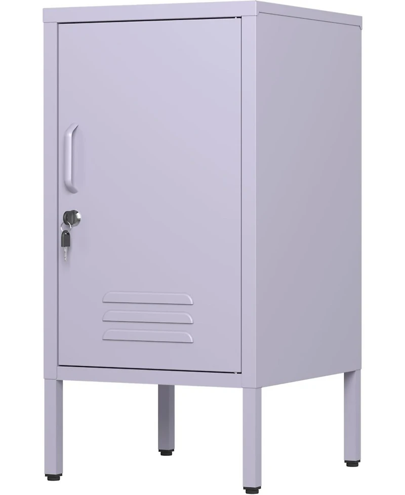 gaomon lockable metal nightstand with 2 adjustable shelves, modern side table with storage cabinet and door for bedroom or living room.