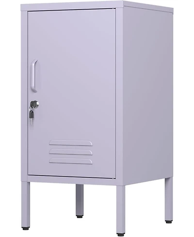 gaomon lockable metal nightstand with 2 adjustable shelves, modern side table with storage cabinet and door for bedroom or living room.
