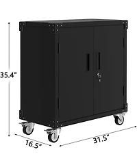 gaomon Metal Storage Cabinet with Rolling Tool Cart, 2 Adjustable Shelves, Locks and 4 Wheels, Heavy Duty Rust Resistant Cabinet