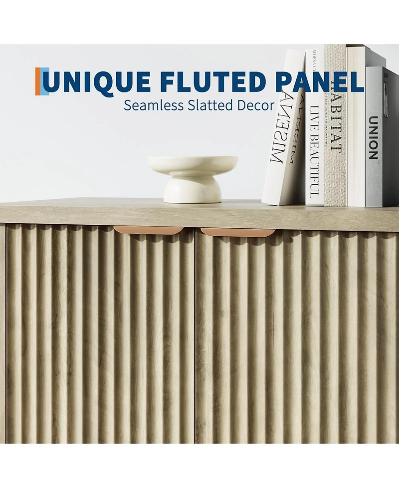 gaomon Buffet Sideboard Cabinet with Fluted Doors, Adjustable Shelves, Modern Accent Storage Console for Dining Room, Living Room