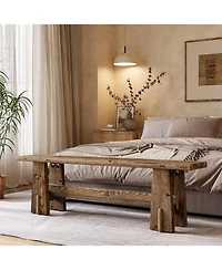 Tribesigns 59" Solid Wood Bench, Farmhouse Entryway Bench, Long Retro Bench for End of Bed, Dining Room