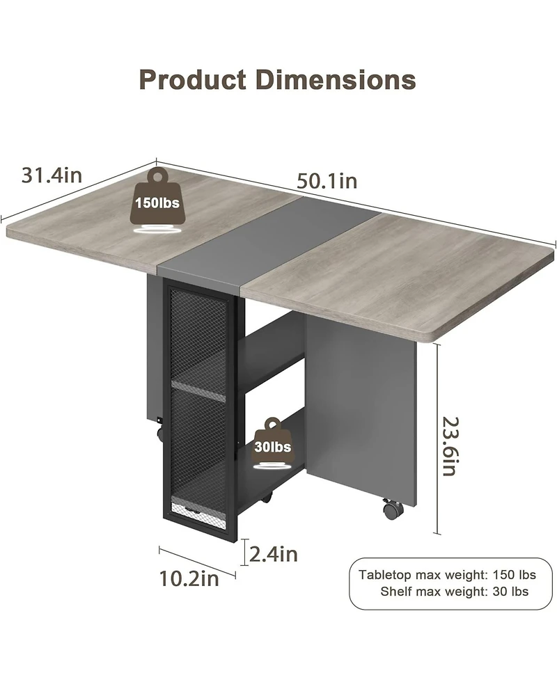 gaomon Folding Dining Table Drop Leaf Table for Small Spaces