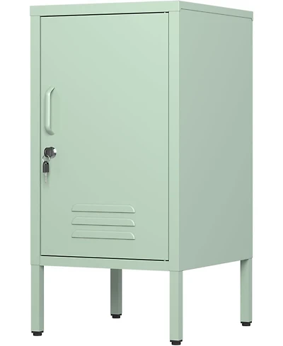 gaomon lockable metal nightstand with 2 adjustable shelves, modern side table storage cabinet and door for bedroom or living room.